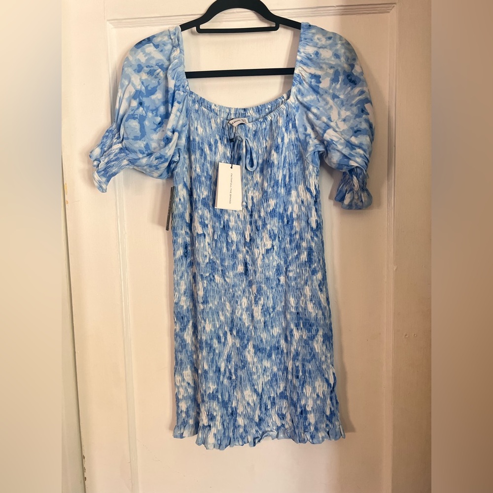 Faithful the brand. Blue & white magnolia mini dress. Never warn, tags still on.